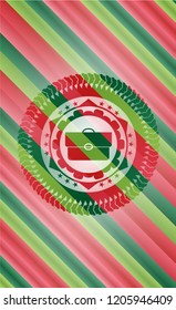 briefcase icon inside christmas style badge..