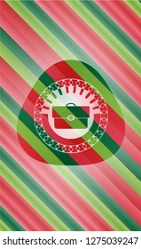 briefcase icon inside christmas style badge..