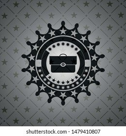 briefcase icon inside dark emblem. Retro