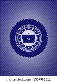 briefcase icon inside denim background