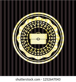 briefcase icon inside gold shiny emblem