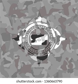 briefcase icon inside grey camo texture