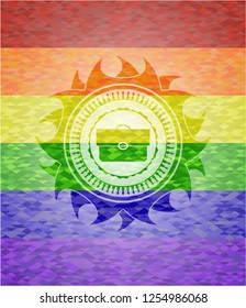 briefcase icon inside lgbt colors emblem 