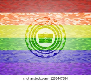 briefcase icon inside lgbt colors emblem 