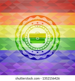 briefcase icon inside lgbt colors emblem 