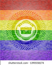 briefcase icon inside lgbt colors emblem 