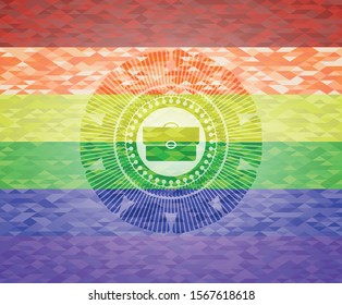 briefcase icon inside lgbt colors emblem 