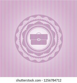 briefcase icon inside pink emblem. Vintage.
