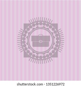 briefcase icon inside pink emblem. Vintage.