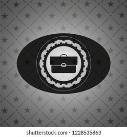 briefcase icon inside realistic black emblem