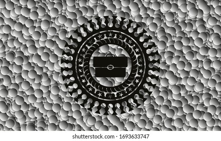 Briefkasten-Symbol in einem realistischen dunklen Emblem mit grauem Hintergrund. Vektorillustration Illustration. Detaillierte Angaben.
