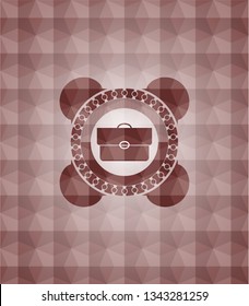 briefcase icon inside red badge with geometric pattern background. Seamless.