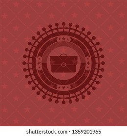 briefcase icon inside red emblem. Vintage.