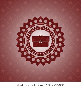 briefcase icon inside red emblem. Vintage.