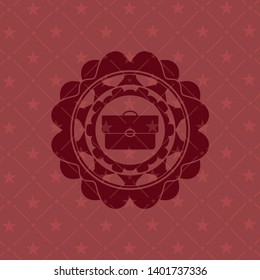 briefcase icon inside red emblem. Retro