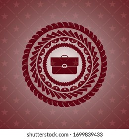 briefcase icon inside red emblem. Retro