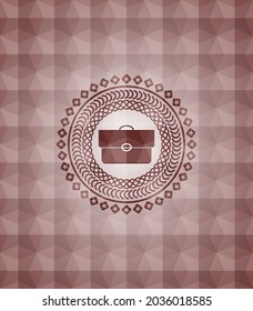 Briefkasten-Symbol in rotem Emblem oder Abzeichen mit geometrischem Musterhintergrund. Nahtlos. 