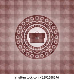 briefcase icon inside red geometric badge. Seamless.