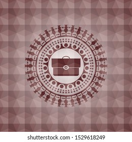 briefcase icon inside red geometric emblem. Seamless.
