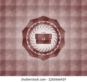 briefcase icon inside red polygonal badge. Seamless.