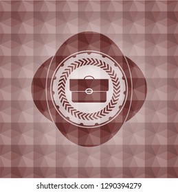 briefcase icon inside red polygonal badge. Seamless.
