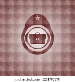 briefcase icon inside red seamless badge with geometric pattern background.