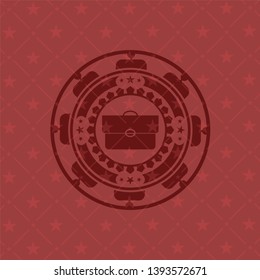 briefcase icon inside retro style red emblem
