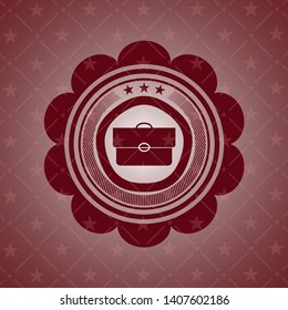 briefcase icon inside retro style red emblem