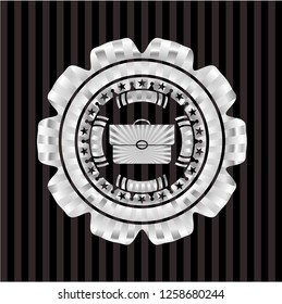briefcase icon inside silvery shiny badge