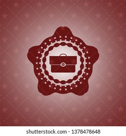 briefcase icon inside vintage red emblem