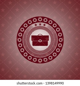 briefcase icon inside vintage red emblem