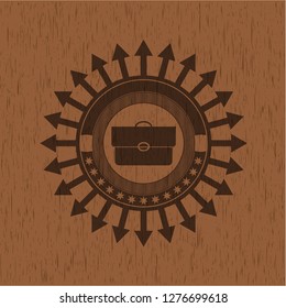 briefcase icon inside wood signboards