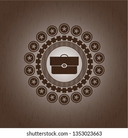 briefcase icon inside wooden signboards