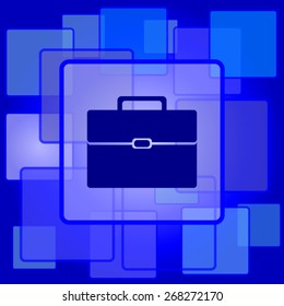 Briefcase icon. Internet button on abstract background. 