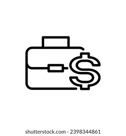 Briefcase icon isolated. Illustration vector of suitcase outline. Flat icon of money. Business concept sign symbol. Business concept for website and app design