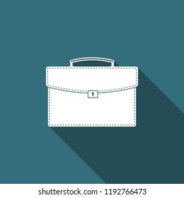 Briefcase icon isolated with long shadow. Business case sign. Flat design. Vector Illustration