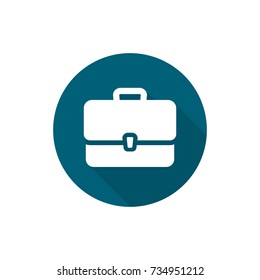 Briefcase Icon isolated on blue circle background. Vector