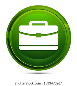 Briefcase icon isolated on glassy green round button illustration