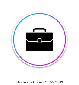 Briefcase icon isolated on white background. Business case sign. Circle white button. Vector Illustration