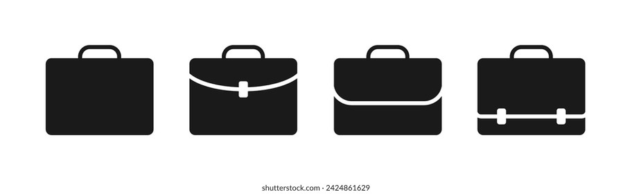 briefcase icon isolated vector set. black isolated white background
