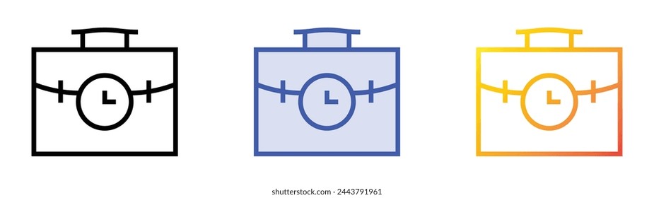 icono de maletín. Diseño de estilo de relleno lineal, azul y degradado aislado sobre fondo blanco