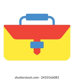 Briefcase icon or logo illustration flat color style