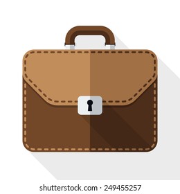 Briefcase icon with long shadow on white background