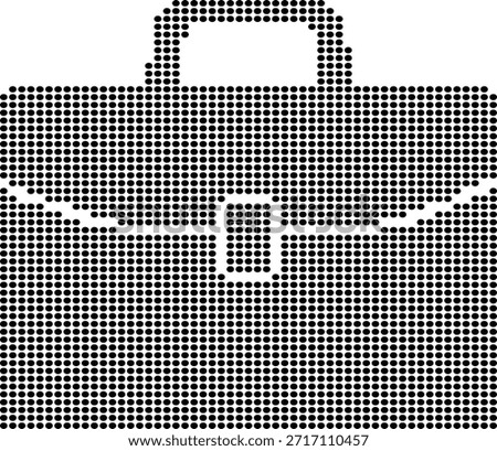 Briefcase icon made of black dots on a white background business luggage