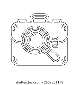 A Briefcase Icon with Magnifying Glass Vector Black and White