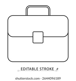 Ícone de porta-arquivos em estilo de linha mínimo com traçado editável. Bolsa de negócios, estojo de escritório, símbolo de carreira para visuais corporativos, trabalho profissional, planejamento de emprego, finanças e conceito de organização de documentos.