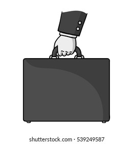 Briefcase icon in monochrome style isolated on white background. Money and finance symbol stock vector illustration.