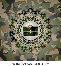 briefcase icon on camo texture. 