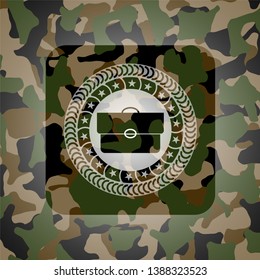 briefcase icon on camouflage pattern