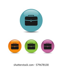 Briefcase icon on colored bubbles and white background